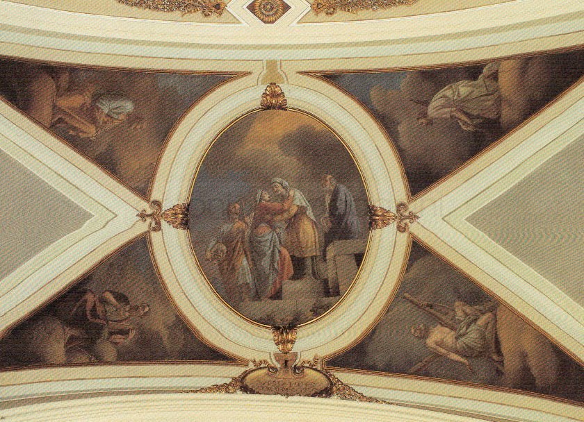 Visitazione di Maria a Elisabetta - 1863 - affresco - chiesa di Santa Maria Assunta - Cimbergo (BS)